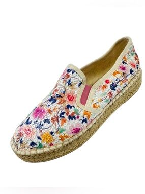 Toni Pons floral sequin platform espadrilles Size 38 slip on pastel shoes loafer